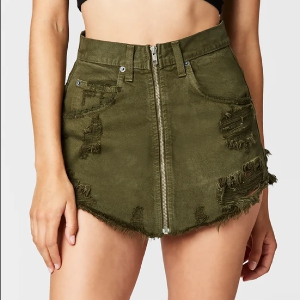 NWT green Carmar denim skirt